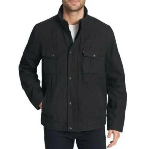 Levi’s Men’s Sz XL Black Midweight Military Field Utility Jacket Quilted Lining - Picture 1 of 15